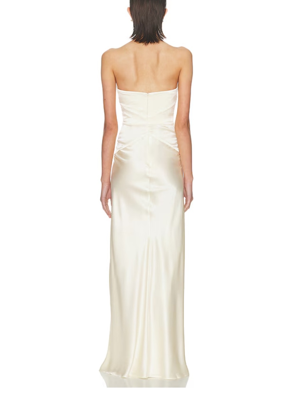 HELSA The Silk Faye Dress Egg Shell Strapless Ivory Satin bow Gown Revolve S - Picture 3 of 10